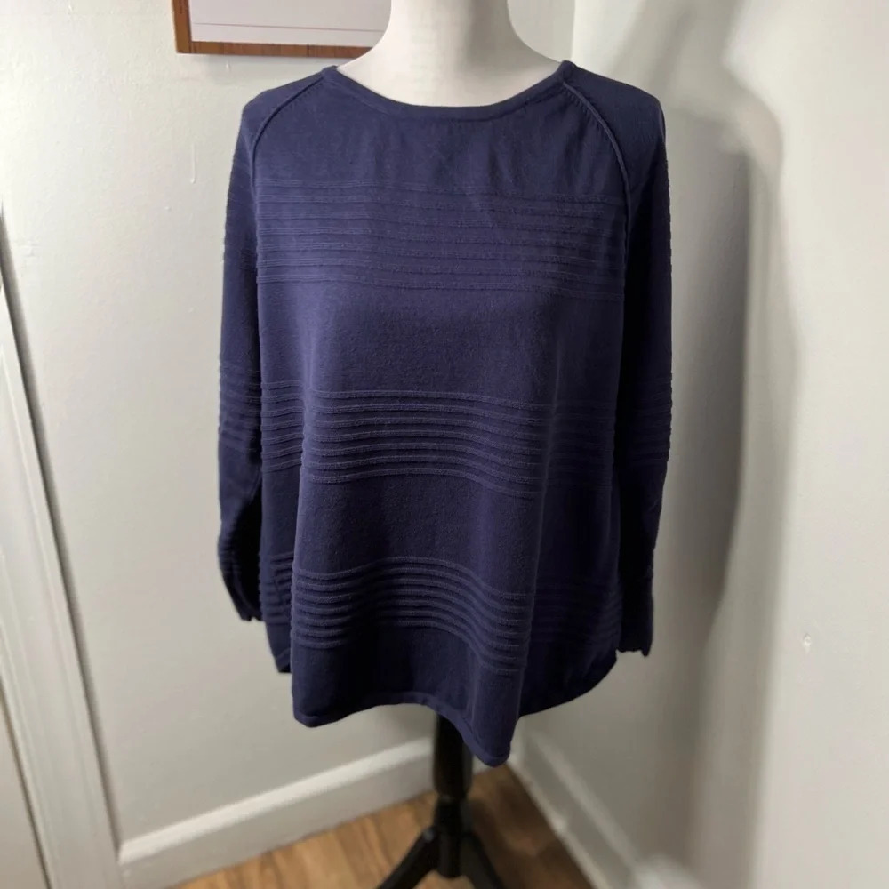 Karen Scott, XXL, Long sleeve crewneck solid and ribbed sweater